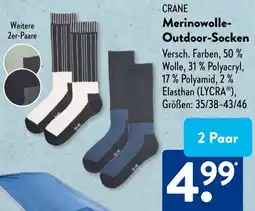 Aldi Süd CRANE Merinowolle Outdoor-Socken Angebot