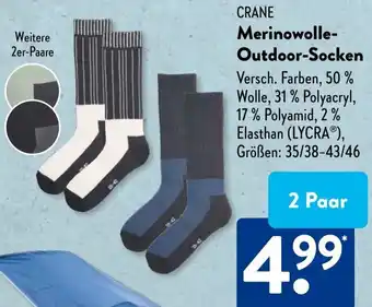 Aldi Süd CRANE Merinowolle Outdoor-Socken Angebot