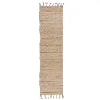 Netto Marken-Discount Handgewebter Teppich mit Fransen in Beige Conwy - Natürlich & Stilvoll. 60x230 cm Kadima Design Angebot