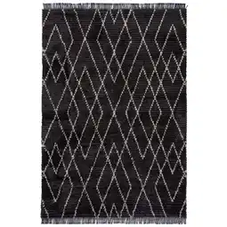 Netto Marken-Discount Eleganter Swale June Teppich mit Fransen - Schwarz-Weiß, 120x170 cm Kadima Design Angebot
