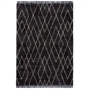 Netto Marken-Discount Eleganter Swale June Teppich mit Fransen - Schwarz-Weiß, 120x170 cm Kadima Design Angebot