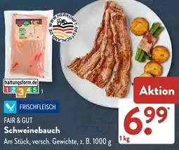 Aldi Süd FAIR & GUT Schweinebauch Angebot