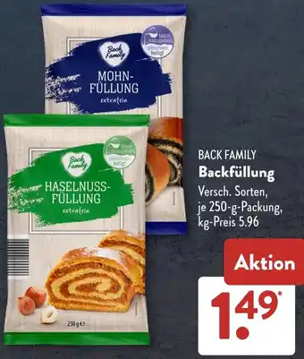 Aldi Süd BACK FAMILY Backfüllung Angebot
