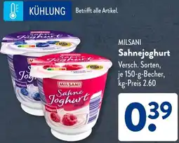 Aldi Süd MILSANI Sahnejoghurt Angebot