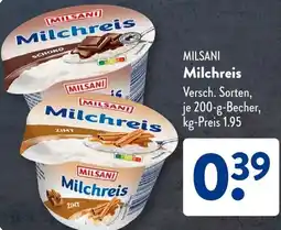 Aldi Süd MILSANI Milchreis Angebot