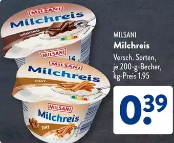 Aldi Süd MILSANI Milchreis Angebot