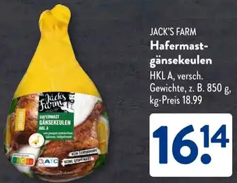 Aldi Süd JACK'S FARM Hafermastgänsekeulen Angebot