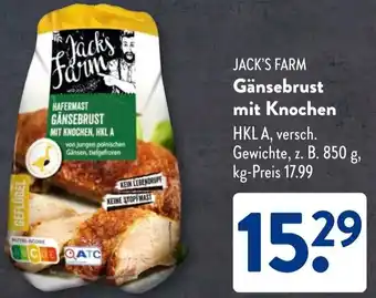 Aldi Süd JACK'S FARM Gänsebrust mit Knochen Angebot
