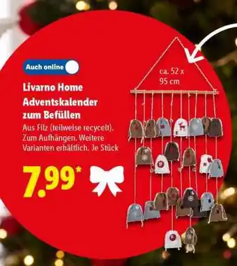 Lidl LIVARNO home Adventskalender zum Befüllen Angebot