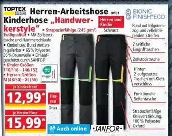 Norma Herren-Arbeitshose oder Kinderhose „Handwerkerstyle“ Angebot