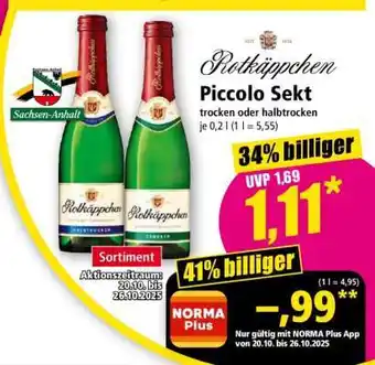 Norma Rotkäppchen Piccolo Sekt Angebot