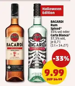 PENNY BACARDI Rum Spiced* 35% vol oder Carta Blanca* 37,5% vol, je 0,7 l Angebot