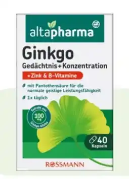 Rossmann Altapharma Ginkgo Gedächtnis + Konzentration Angebot