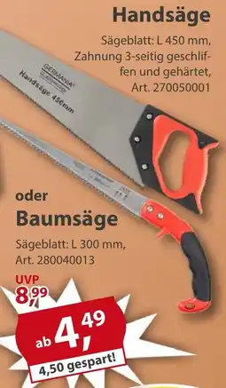Sonderpreis Baumarkt Handsäge oder Baumsäge Angebot