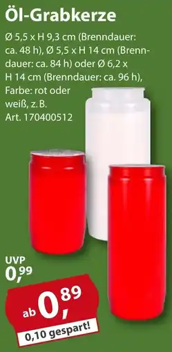 Sonderpreis Baumarkt Öl-Grabkerze Angebot