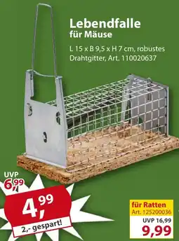 Sonderpreis Baumarkt Lebendfalle für Mäuse Angebot