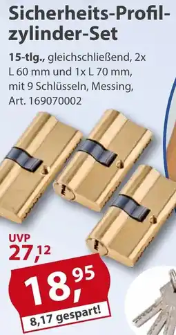 Sonderpreis Baumarkt Sicherheits-Profilzylinder-Set Angebot