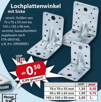 Sonderpreis Baumarkt Lochplattenwinkel mit Sicke Angebot