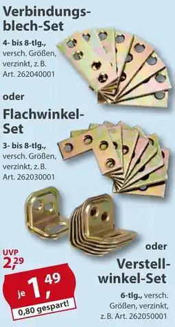 Sonderpreis Baumarkt Verbindungsblech-Set oder Flachwinkel Set oder Verstellwinkel-Set Angebot