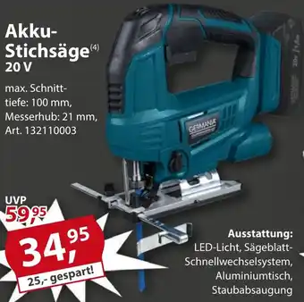 Sonderpreis Baumarkt GERMANIA Akku Stichsäge 20 V Angebot
