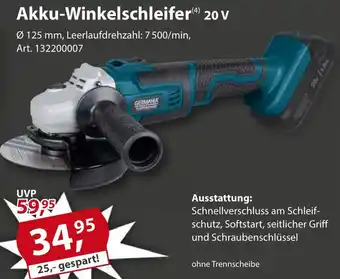 Sonderpreis Baumarkt GERMANIA Akku-Winkelschleifer 20 V Angebot