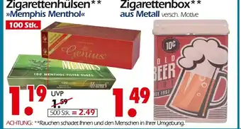 Wreesmann Zigarettenhülsen memphis menthol Angebot