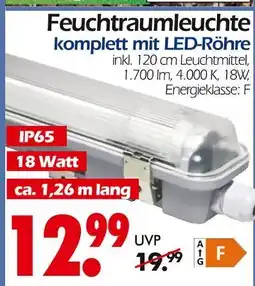 Wreesmann Feuchtraumleuchte komplett mit led-röhre Angebot