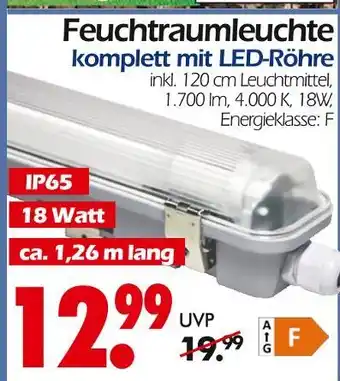 Wreesmann Feuchtraumleuchte komplett mit led-röhre Angebot