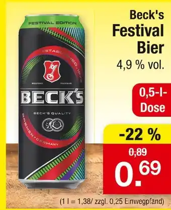 Zimmermann Beck's festival bier Angebot