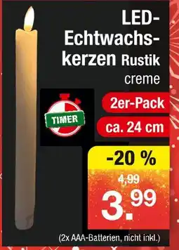 Zimmermann Led-echtwachskerzen rustik creme Angebot