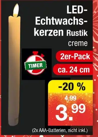 Zimmermann Led-echtwachskerzen rustik creme Angebot