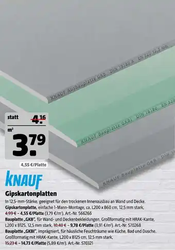 Hagebau Knauf gipskartonplatten Angebot