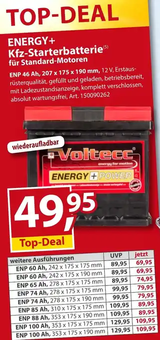 Sonderpreis Baumarkt ENERGY+ Kfz-Starterbatterie für Standard-Motoren Angebot