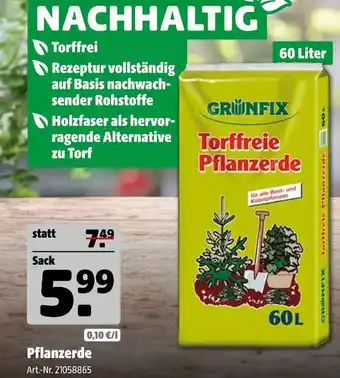 Hagebau Grünfix torffreie pflanzerde Angebot