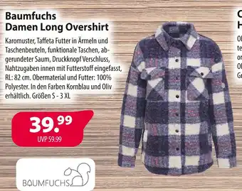 Kiebitzmarkt Baumfuchs damen long overshirt Angebot