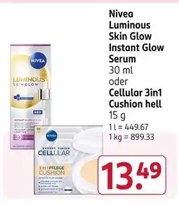Rossmann Nivea luminous skin glow instant glow serum Angebot