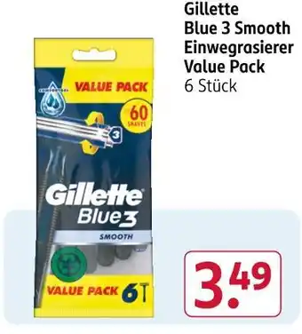Rossmann Gillette blue 3 smooth einwegrasierer value pack Angebot