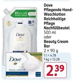 Rossmann Dove pflegende hand-waschlotion reichhaltige pflege nachfüllbeutel Angebot