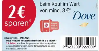Rossmann Dove 2€ rabatt Angebot