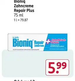 Rossmann Bioniq zahncreme repair plus Angebot