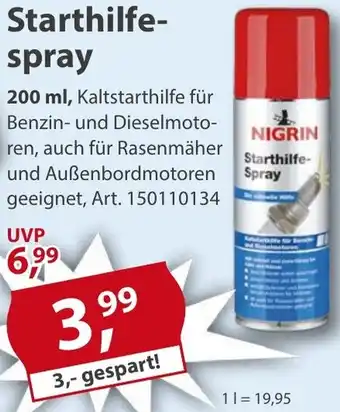 Sonderpreis Baumarkt NIGRIN Starthilfespray Angebot