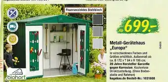 Floraland Biohart Metall Gerätehaus „Europa” Angebot