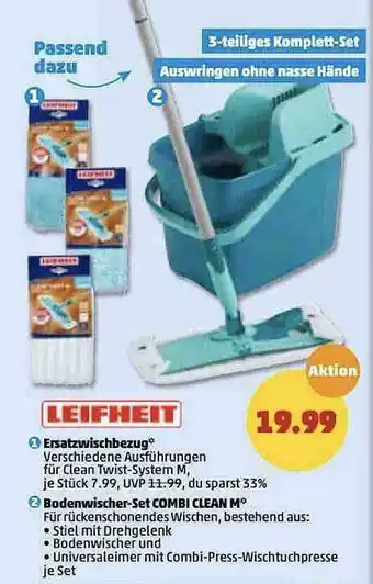 PENNY Leifheit Ersatzwischbezug Oder Bodenwischer-set Combi Clean M Angebot