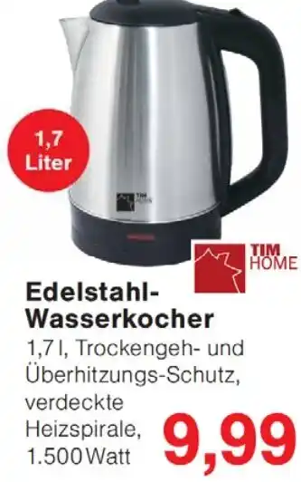 Wiglo Wunderland TIM HOME Edelstahl- Wasserkocher Angebot