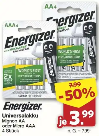 Famila Nord West Energizer. Universalakku Mignon AA oder Micro AAA Angebot