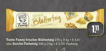 Scheck-in-Center Tante Fanny Frischer Blätterteig Oder Quiche-tarteteig Angebot