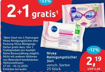 Budni Nivea Reinigungstücher 3in1 Angebot