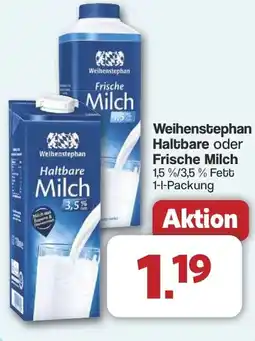 Famila Nord West Weihenstephan Haltbare oder Frische Milch Angebot
