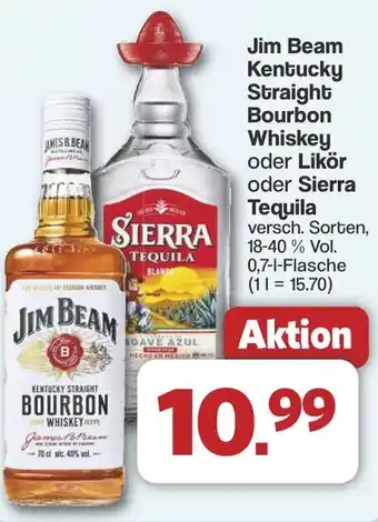 Famila Nord West Jim Beam Kentucky Straight Bourbon Whiskey oder Likör oder Sierra Tequila Angebot