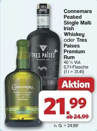 Famila Nord West Connemara Peated Single Malt Irish Whiskey oder Tres Paises Premium Rum Angebot